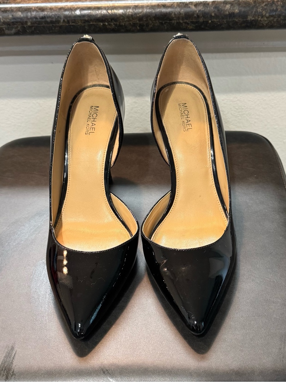 MICHAEL Michael Kors Black Patent Pointed-Toe Pumps